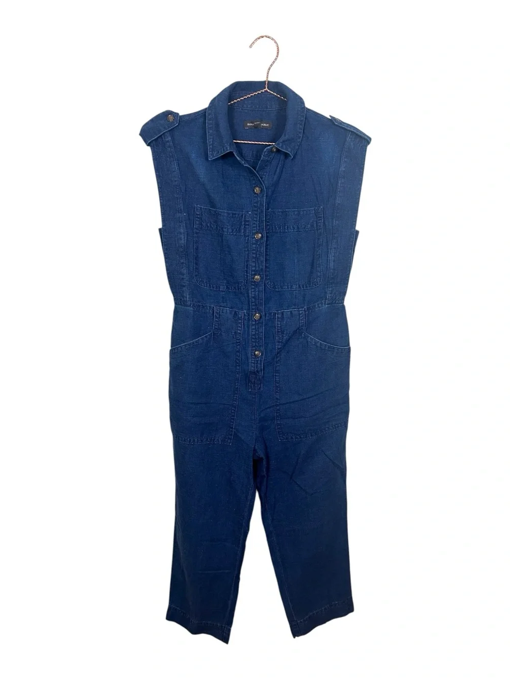 Banana Republic Sleeveless Dark Indigo Denim Jumpsuit No Belt